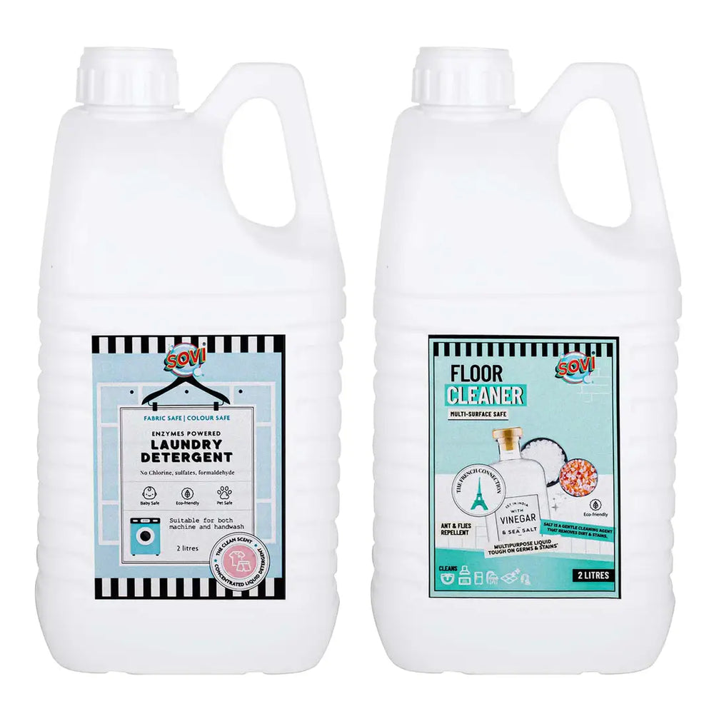 SOVI® FLOOR CLEANER 2 LITERS  SOVI® LAUNDRY LIQUID DETERGENT 2 LITERS, PACK OF 2