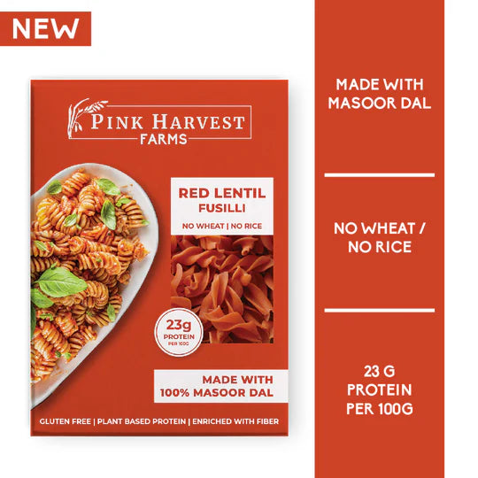 Red Lentil Fusilli Pasta by Pink Harvest