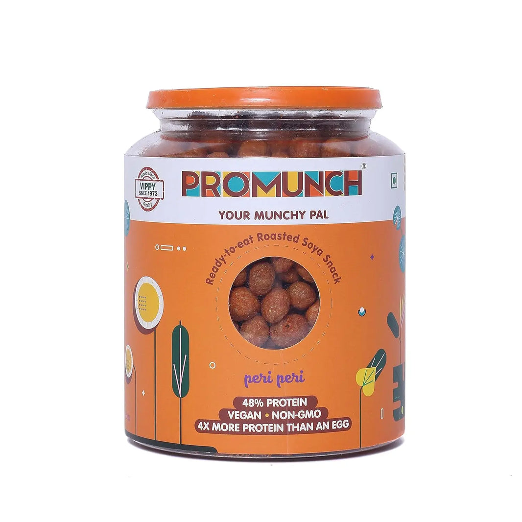 PROMUNCH Roasted Soya Snack | Vegan |Gluten-Free | Flavor: Peri-Peri 300 g Pack of 1