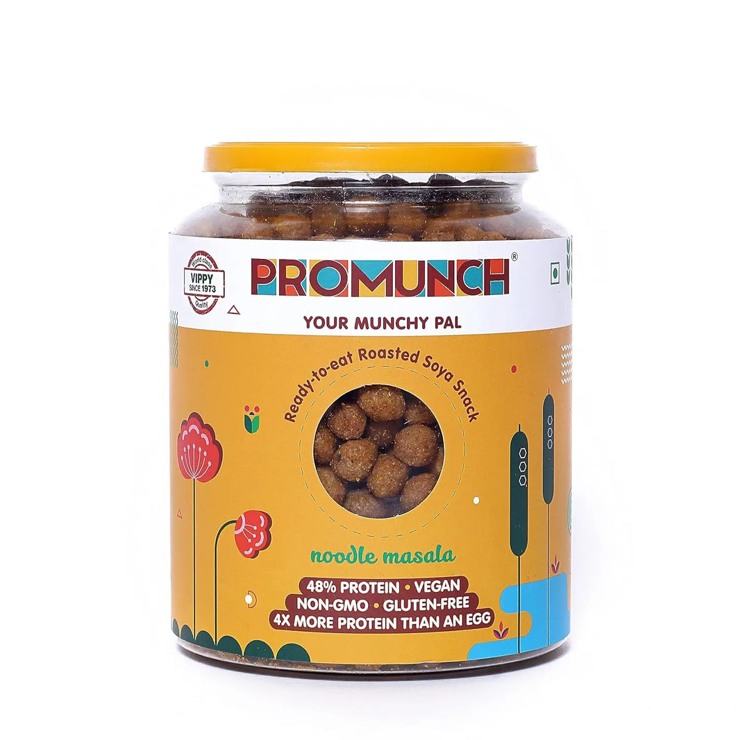 PROMUNCH Roasted Soya Snack | Vegan |Gluten-Free | Flavor: Noodle Masala 300 g Pack of 1