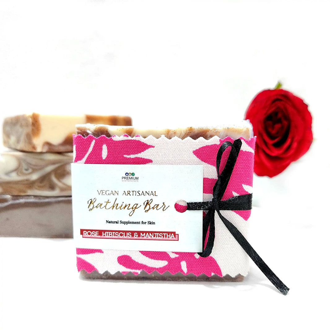 Vegan & Artisanal Bathing Bar - Rose, Hibiscus & Manjistha