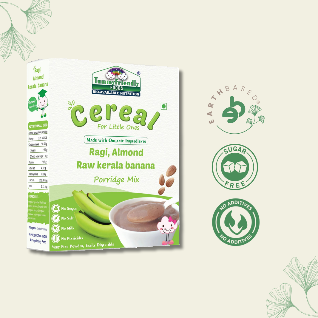 TummyFriendly Foods Organic Sprouted Ragi Almonds Dates Porridge Mix | Made of Sprouted Ragi Powder Cereal (200 g)