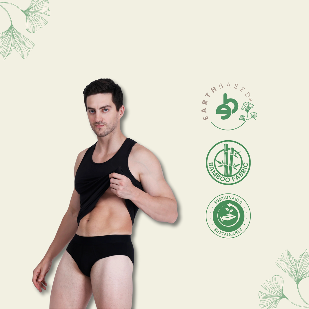 Bamboo Fabric Men's Underwear Super Comfortable,Ultrasoft, Anti Bacterial Briefs, Moisture Wicking | Black | Pack of 2