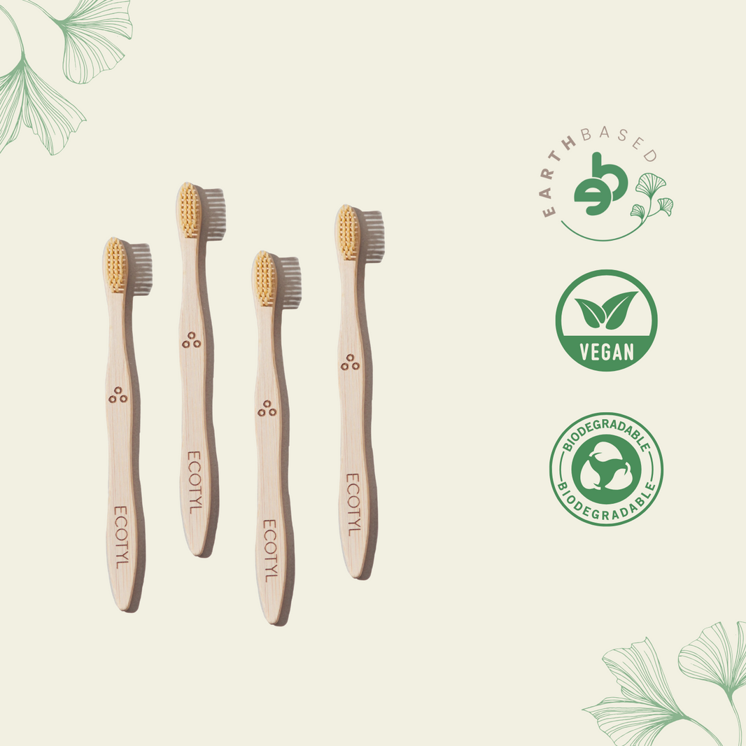 Ecotyl Bamboo Tooth Brush | Ultra Soft Bristles | Thorough Cleaning | Set of 4