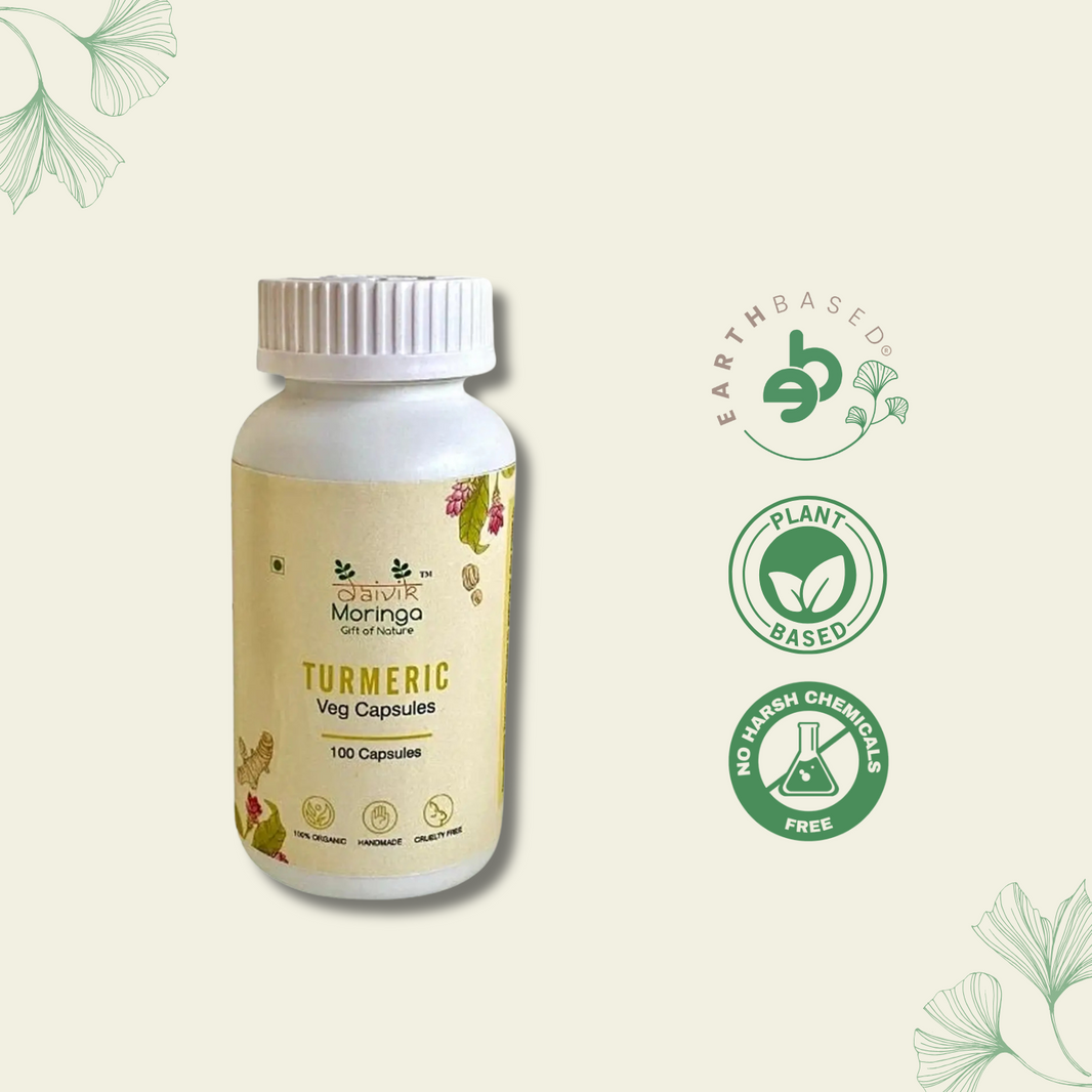 Daivik Moringa Turmeric Veg Capsules | 100% Natural | Immunity Booster, AntiInflammatory, Antioxidant | 100 Caps Each