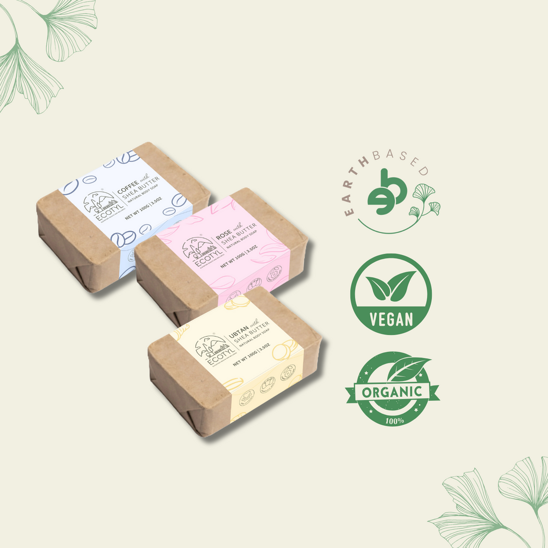 Ecotyl Shea Butter Soaps - Ubtan, Rose & Coffee - Set of 3