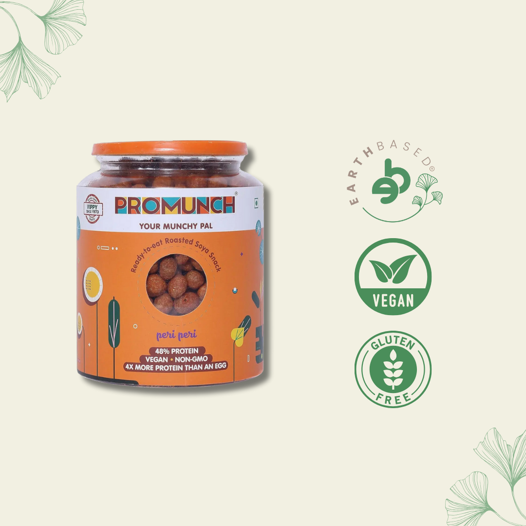 PROMUNCH Roasted Soya Snack | Vegan |Gluten-Free | Flavor: Peri-Peri 300 g Pack of 1