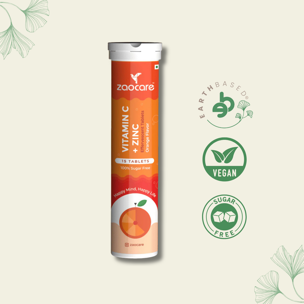 Zaocare Vitamin C & Zinc Effervescent Tablets For Glowing Skin | Immunity Booster | For Men & Women