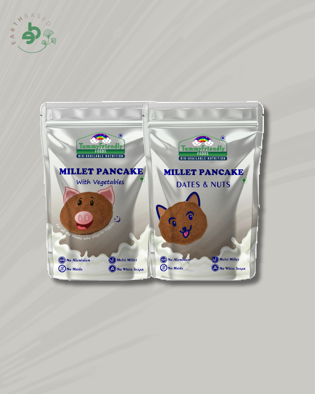 TummyFriendly Foods Millet Pancake Mix - Veggies, Dates, Nuts. HealthyBreakfast. 2 Packs 150g Each Cocoa Powder (2 x 150 g)