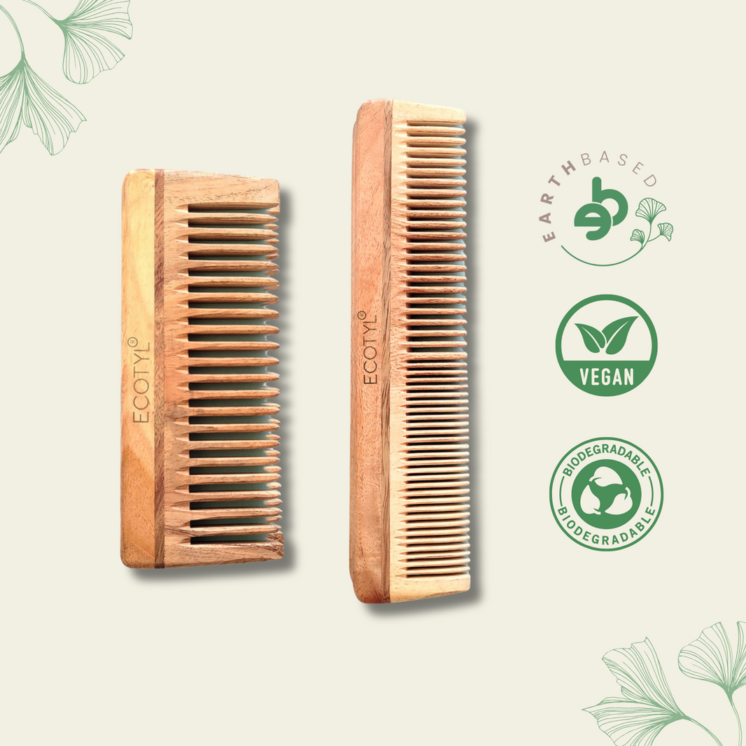 Ecotyl | Neem Wood Comb Combo (Detangling & Shampoo) - Set of 2