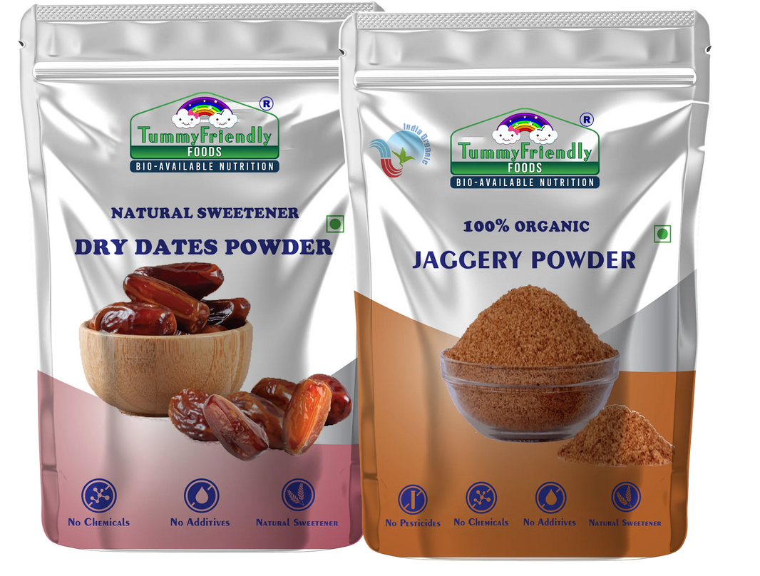 TummyFriendly Foods Natural Sweeteners Premium Dates, Organic Jaggery Powder - 2 Packs, 200g Each Cereal (400 g, Pack of 2)