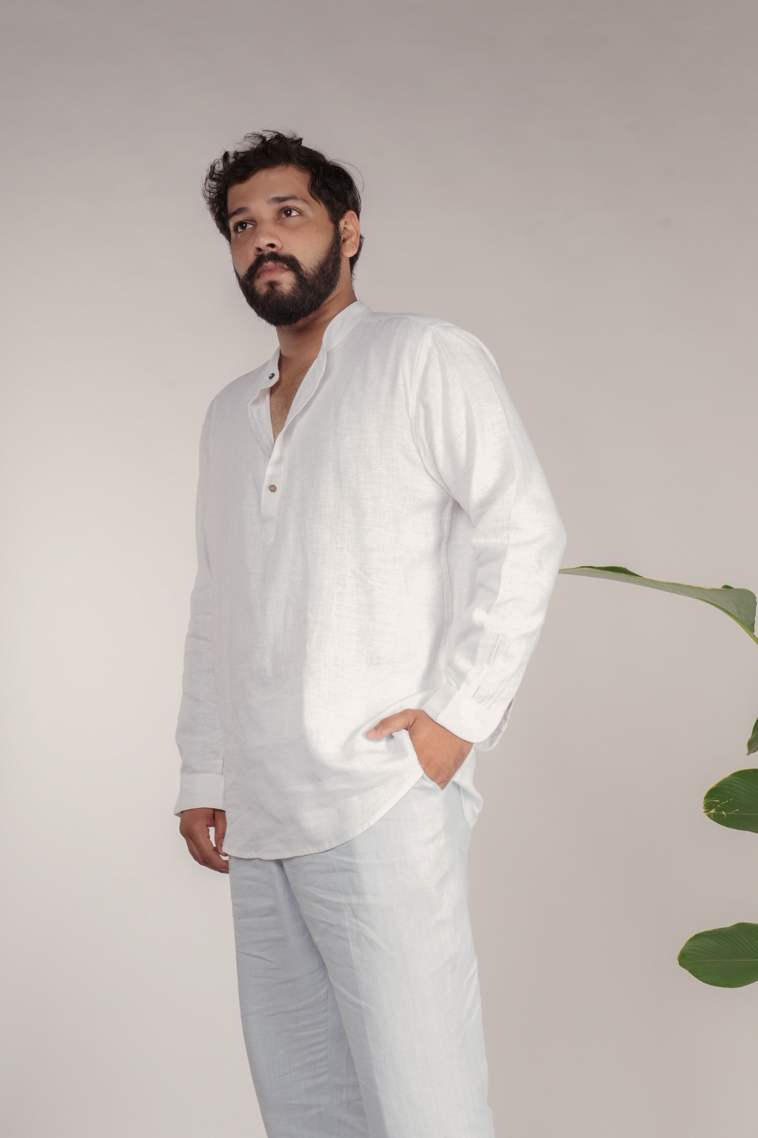 Mandarin-collared Hemp Kurta