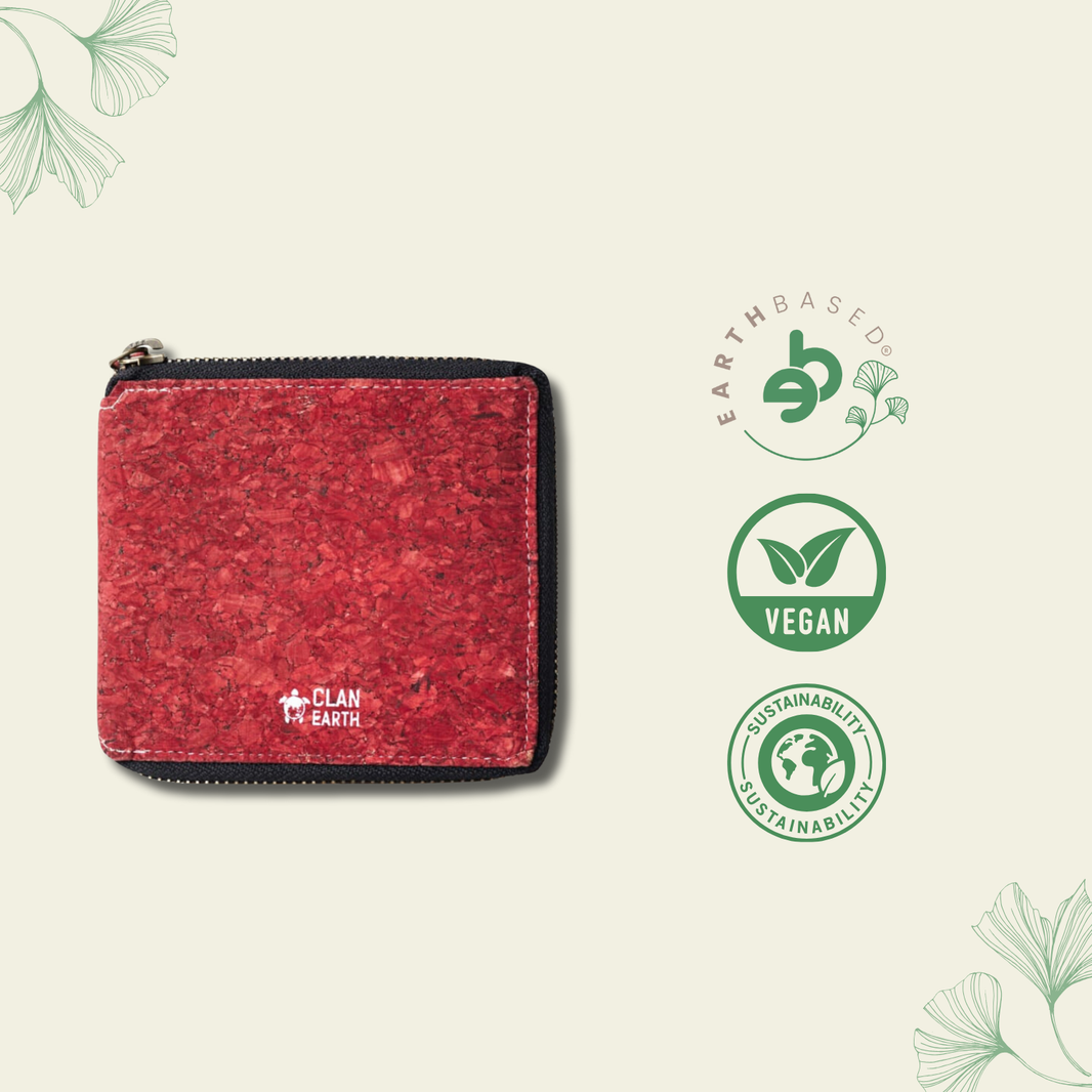 Kiwi Cork Wallet - Premium Red Cork | Clan Earth