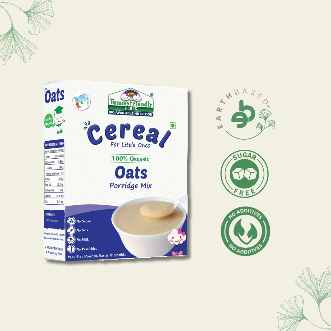 TummyFriendly Foods Certified 100% Organic Oats Porridge Mix | Organic Baby Food for 6 Months Old | Rich in Beta-Glucan, Protein & Fibre| 200g Cereal (200 g, 6+ Months)
