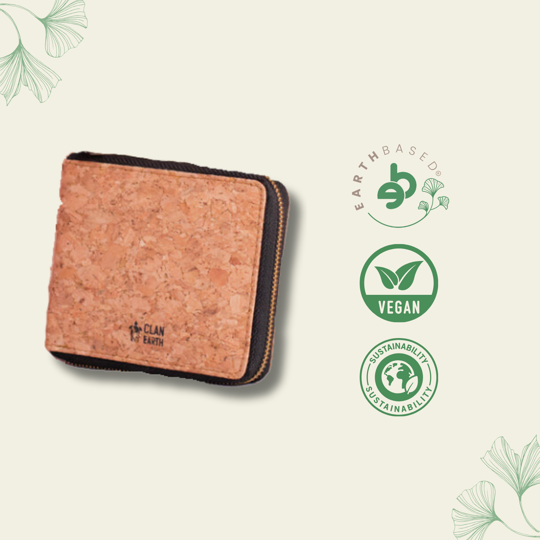 Kiwi Cork Zip Wallet - Tan | Clan Earth