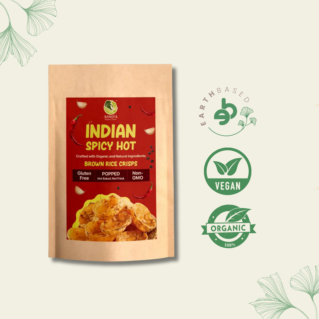 Brown rice Crips, Indian Spicy Hot | Pack of 2 | Asmita Organic Farms