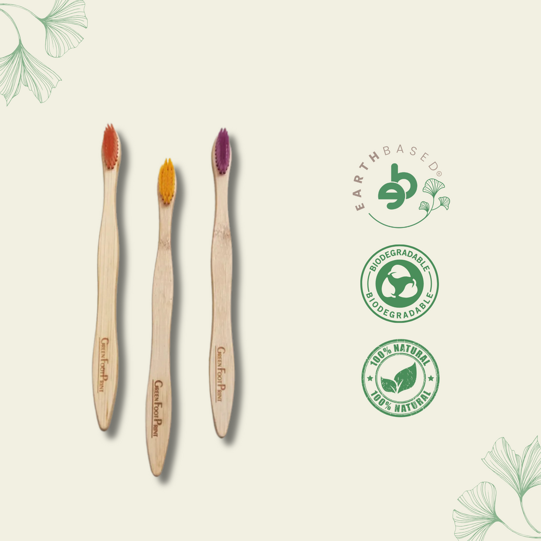 Natural Bamboo Toothbrush (Assorted)- pack of 2
