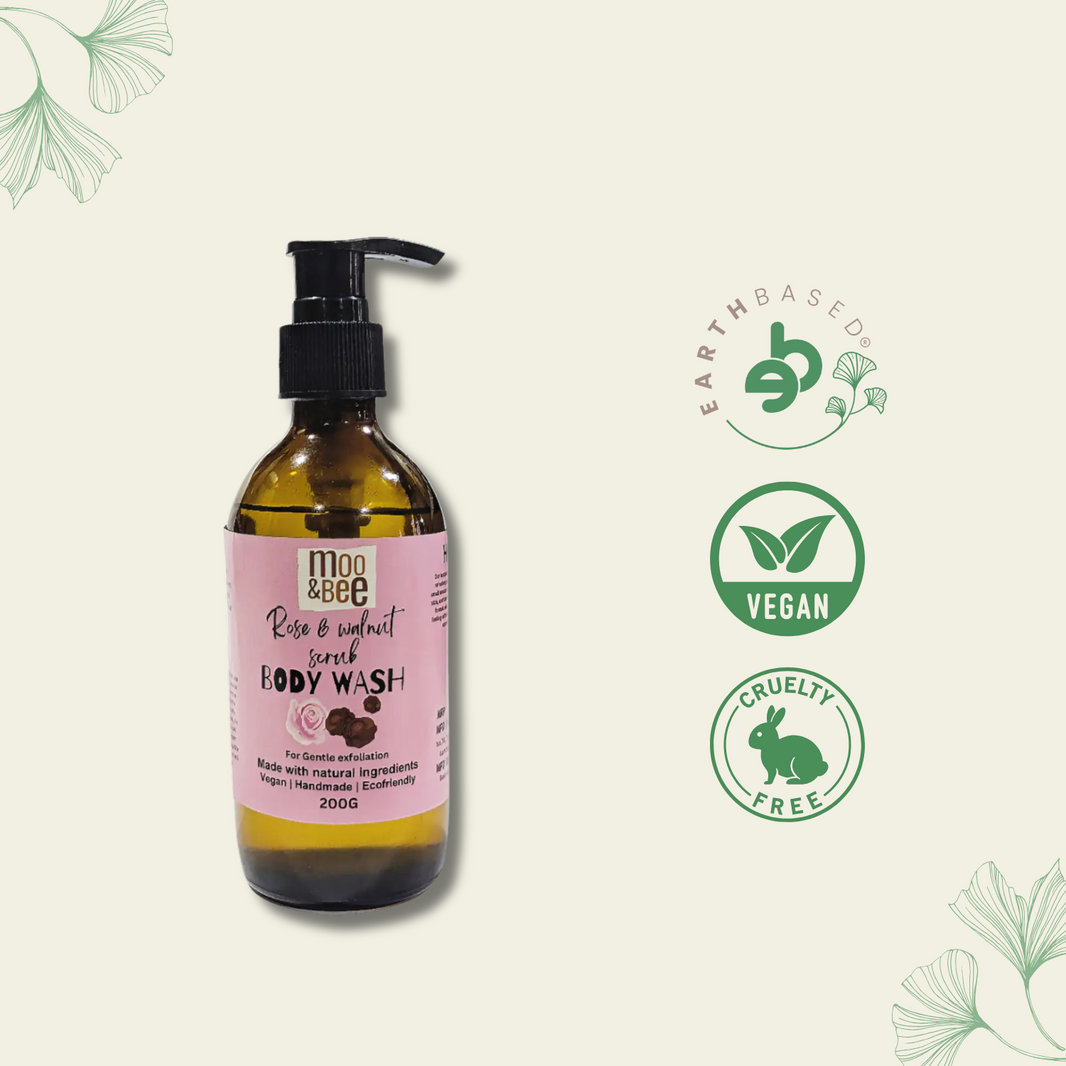 ROSE & WALNUT Scrub Body wash - Gently exfoliates with rose and walnut Shell for luminous, soft skin