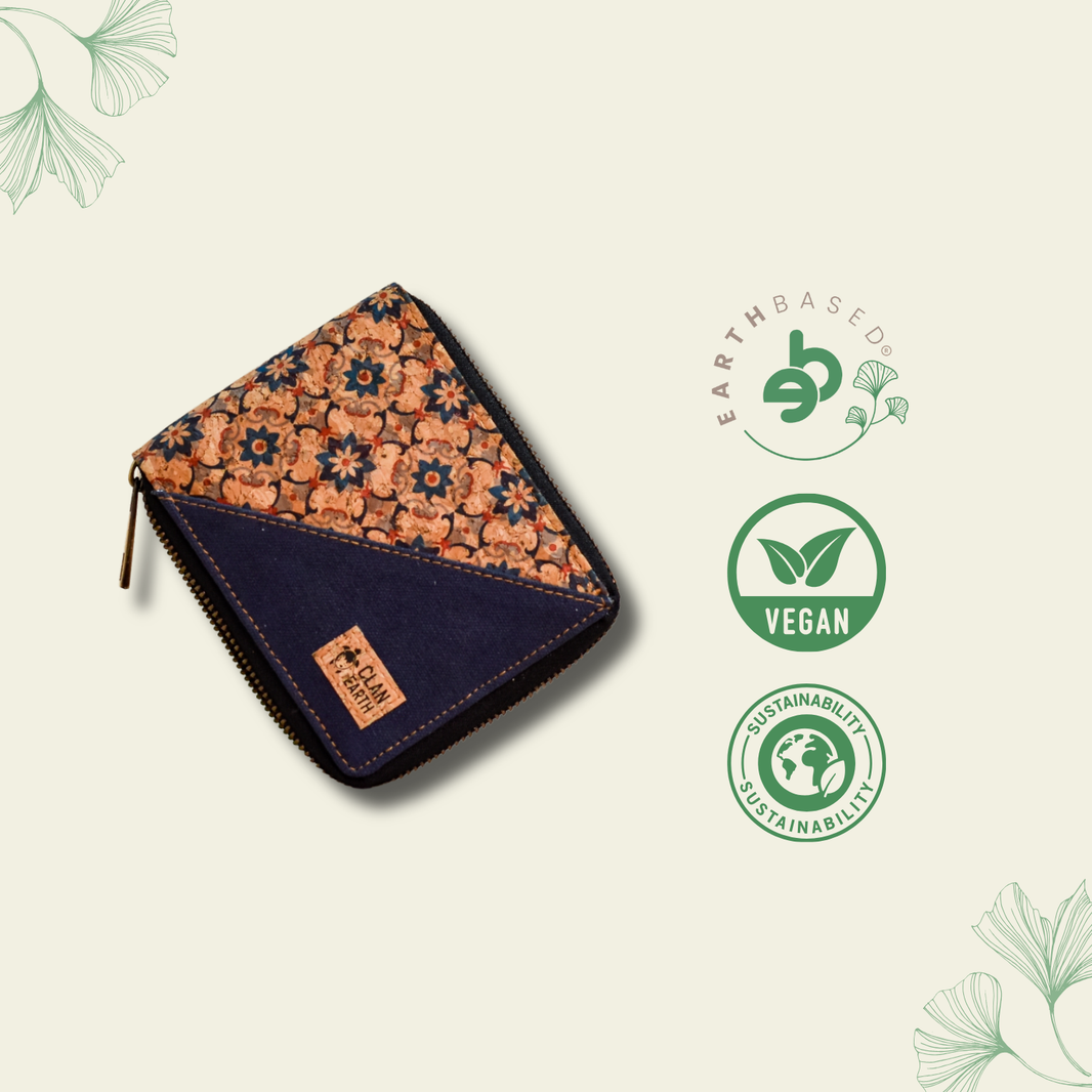 Printed Kiwi Zip Cork Wallet | Clan Earth