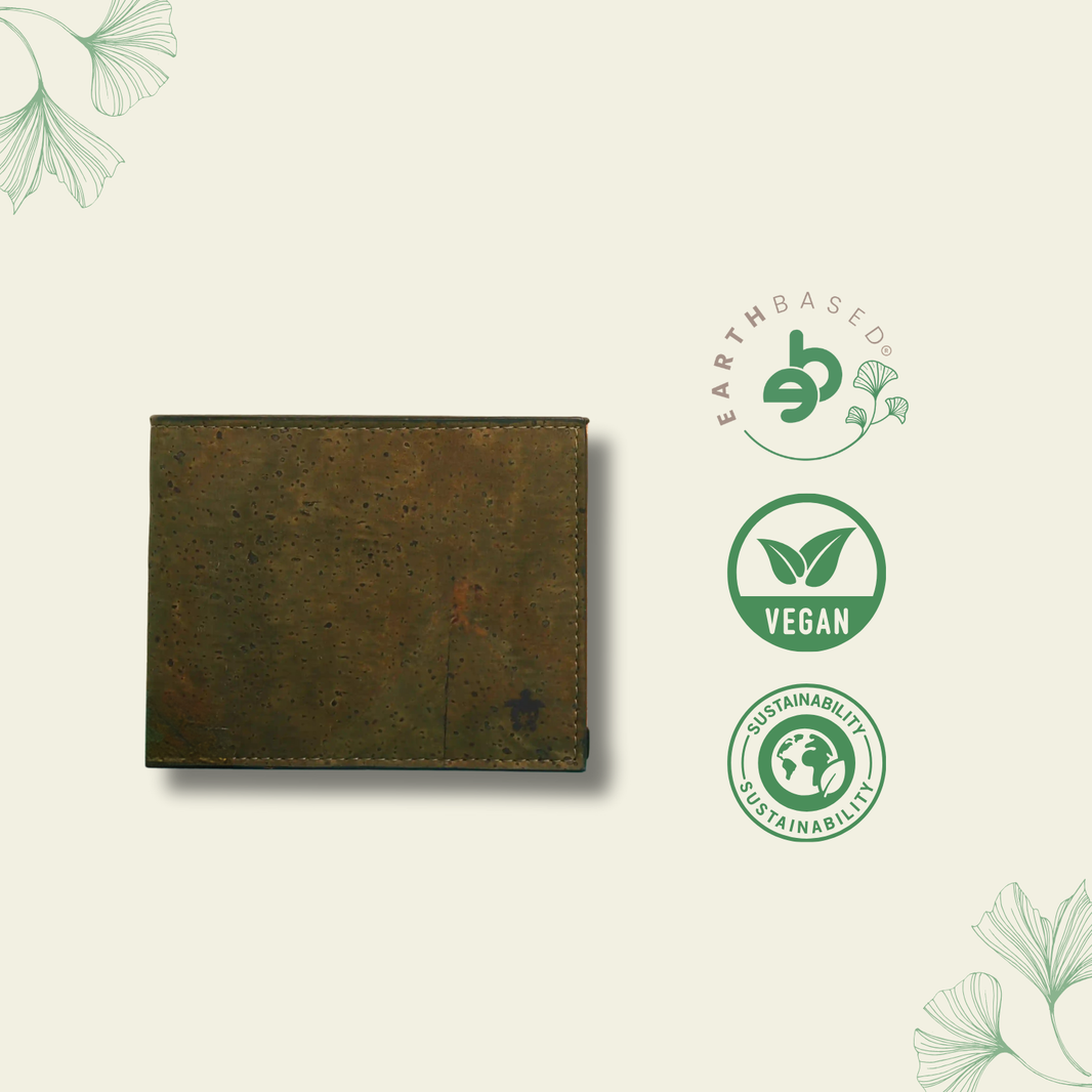 Kakapo Bifold Cork Wallet - Olive Green | Clan Earth