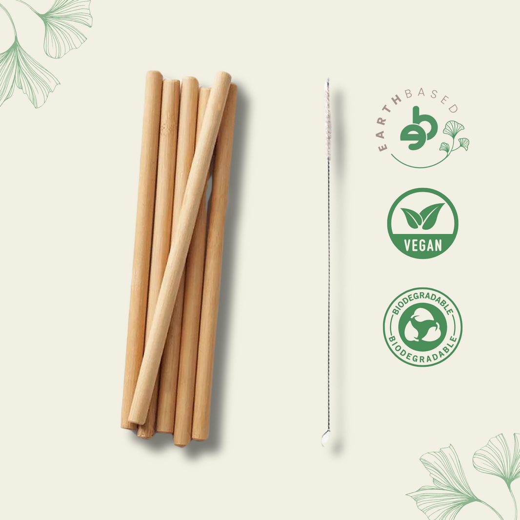 Ecotyl | Bamboo Straw - Set of 6 + Straw Cleaning Brush