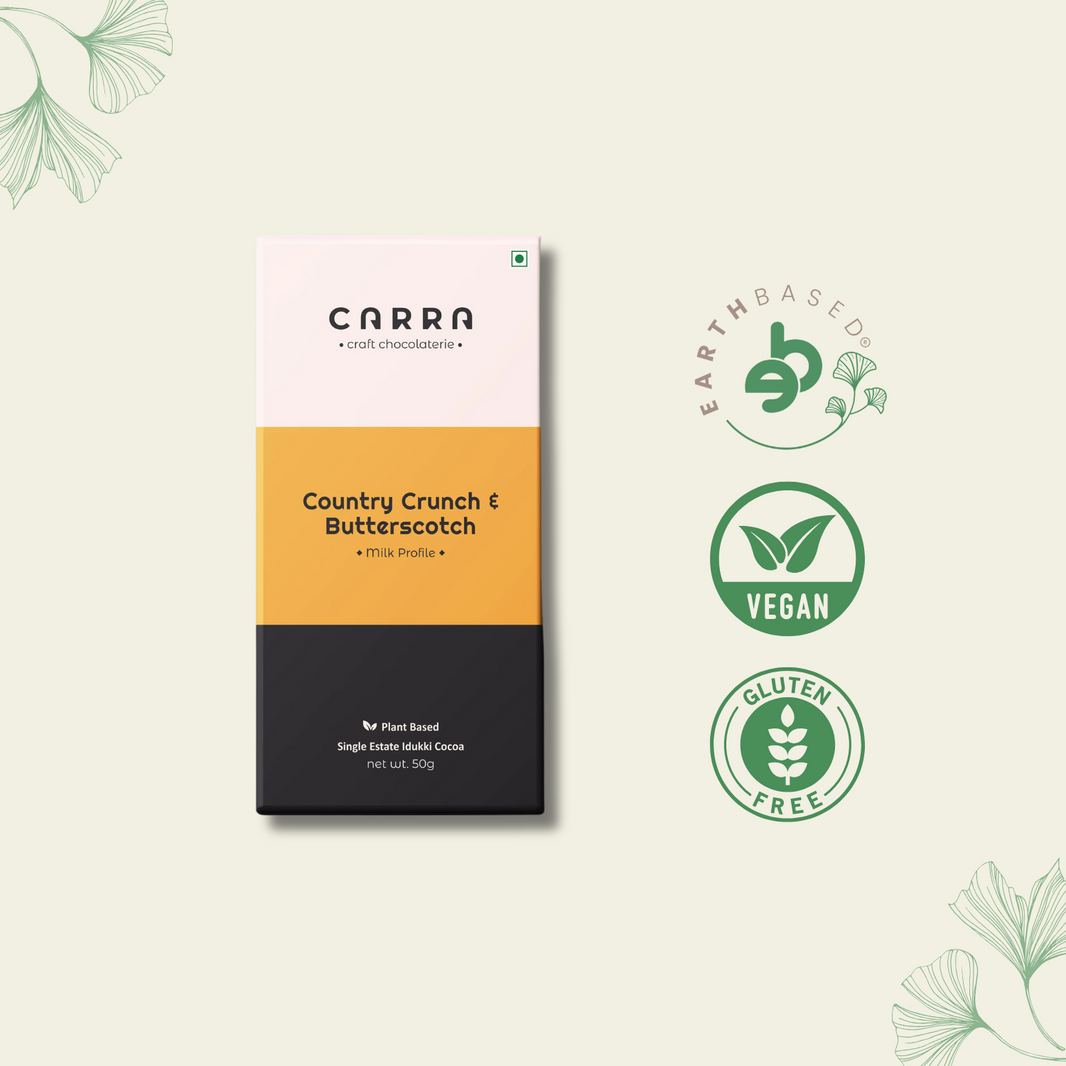 CARRA Country Crunch & Butterscotch in Plant Based Milk Chocolate 50G
