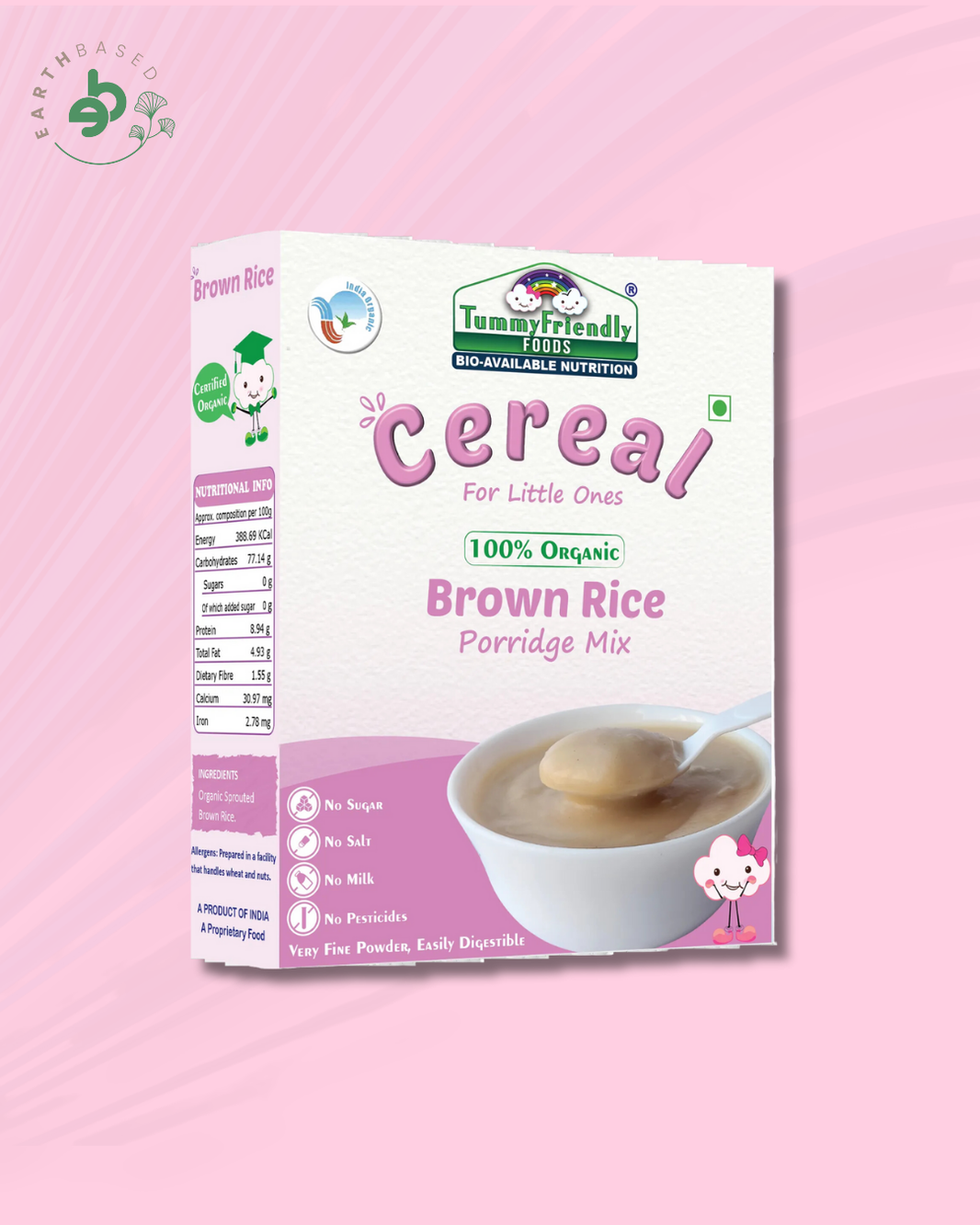 TummyFriendly Foods Certified 100% Organic Sprouted Brown Rice Porridge Mix | Organic Baby Food for 6 Months Old | Excellent Weight Gain Baby Food| Made of Sprouted Whole Grain Brown Rice | 200g Cereal (200 g, 6+ Months)