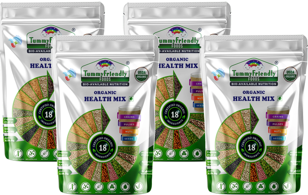 TummyFriendly Foods 100% Organic Health Mix for Kids and Adults. No Chemicals, No Pesticides, No GMO 3200 g (Pack of 4)