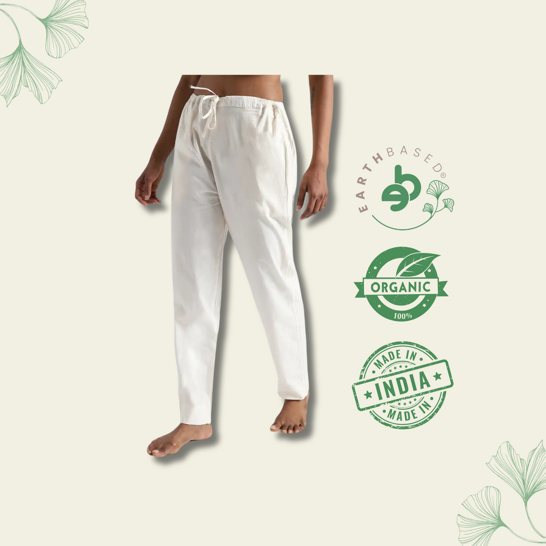 Organic Cotton & Natural Dyed Womens Raw White Color Slim Fit Pants by Livbio