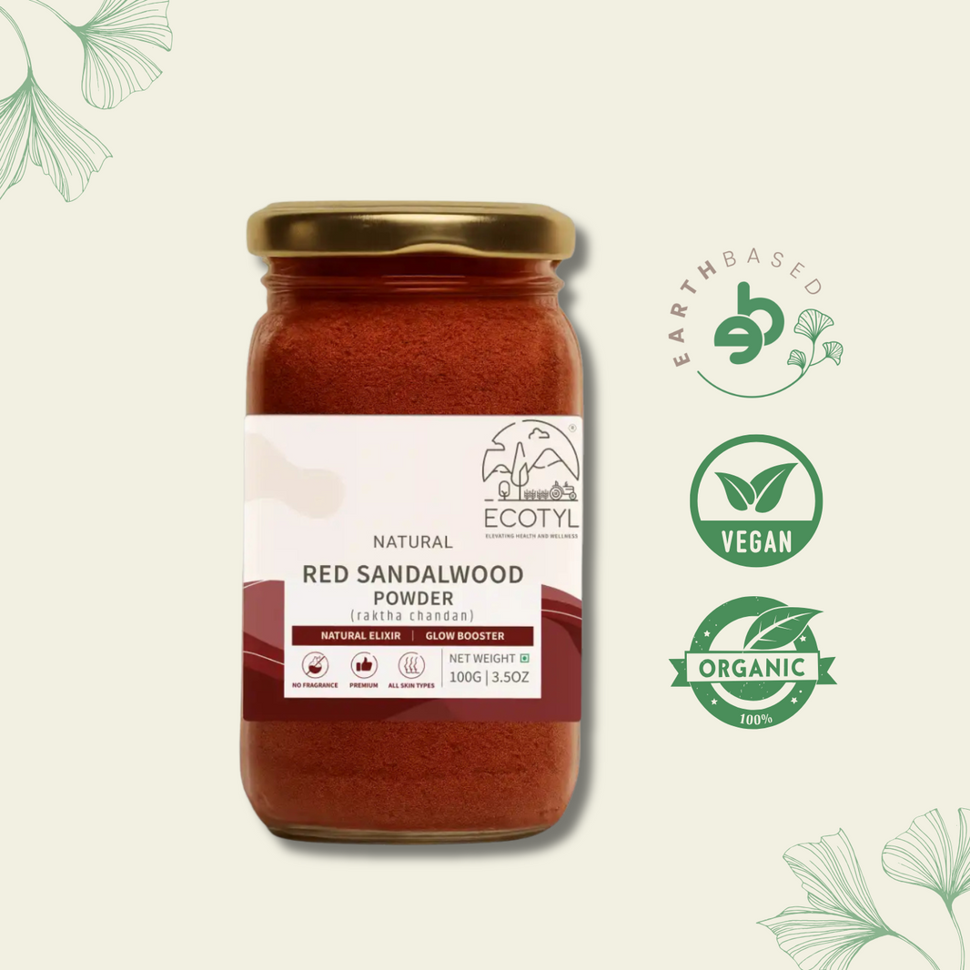 Ecotyl Red Sandalwood Powder | Natural Skin Brightener | Anti-Acne | Ayurvedic Skincare | 100g
