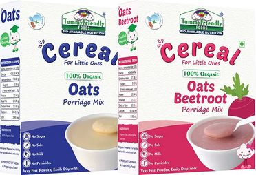 TummyFriendly Foods Certified 100% Organic Oats and Organic Oats, Beetroot  Porridge Mixes Organic Baby Food for Months Old Rich in Beta-Glucan, 