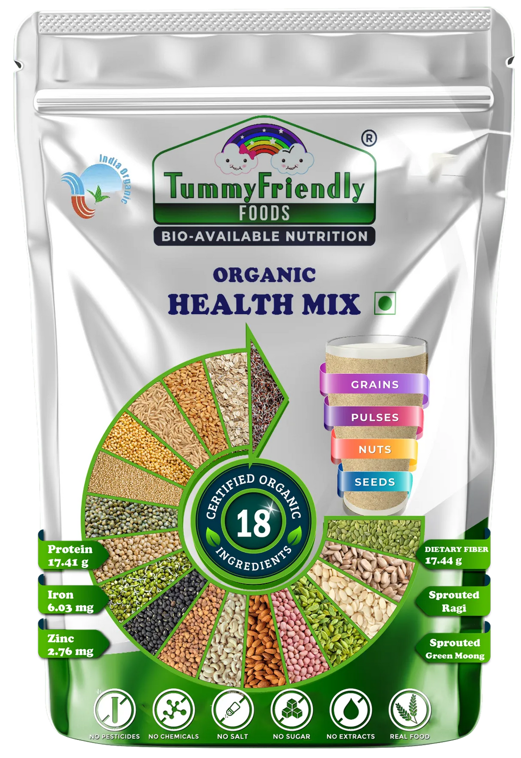 TummyFriendly Foods Organic Health Mix for Kids and Adults. No Chemicals, No Pesticides 800 g