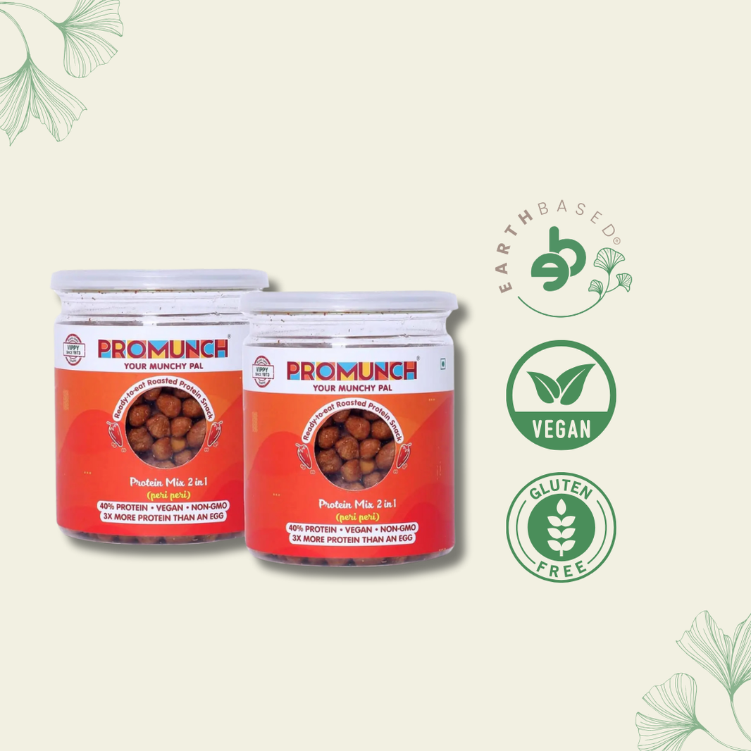 PROMUNCH Roasted Soya Snack | Vegan |Gluten-Free | Protein Mix 2 in 1 Peri Peri 150g (Pack of 2)