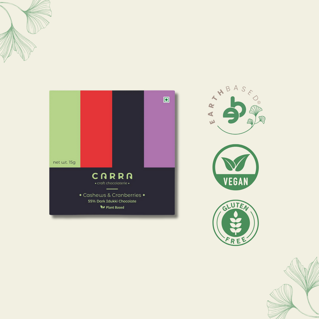 CARRA Cashews & Cranberries in 55% Dark Chocolate 15G