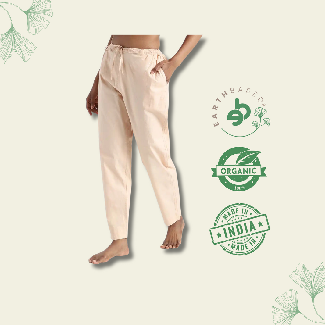 Organic Cotton & Natural Dyed Womens Sandal Wood Color Slim Fit Pants by Livbio