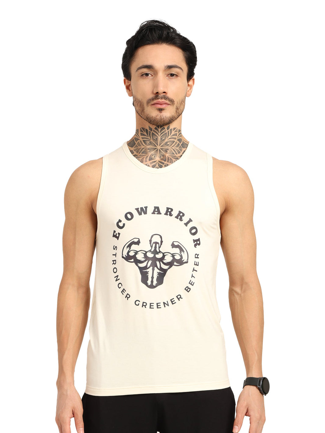 Men's Bamboo Fabric Workout Gym Vest | Cream