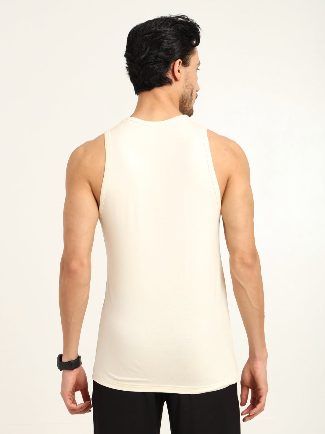 Men's Bamboo Fabric Workout Gym Vest | Cream