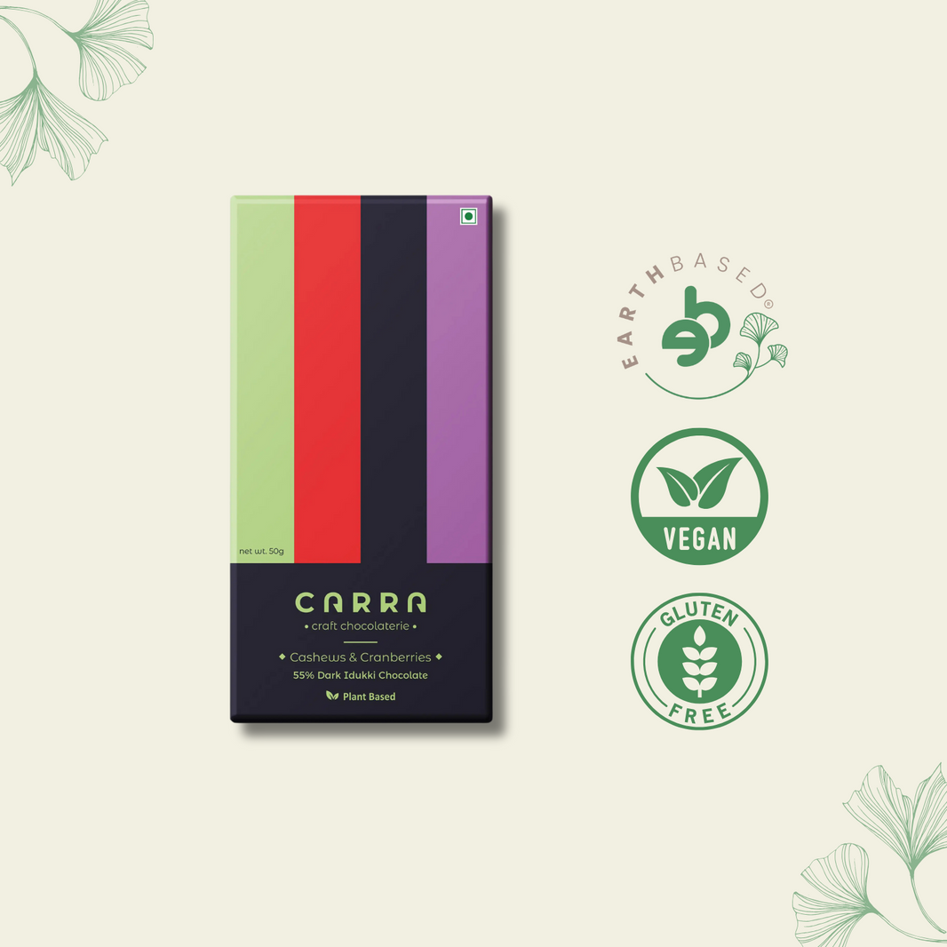 CARRA Cashews & Cranberries in 55% Dark Chocolate 50G