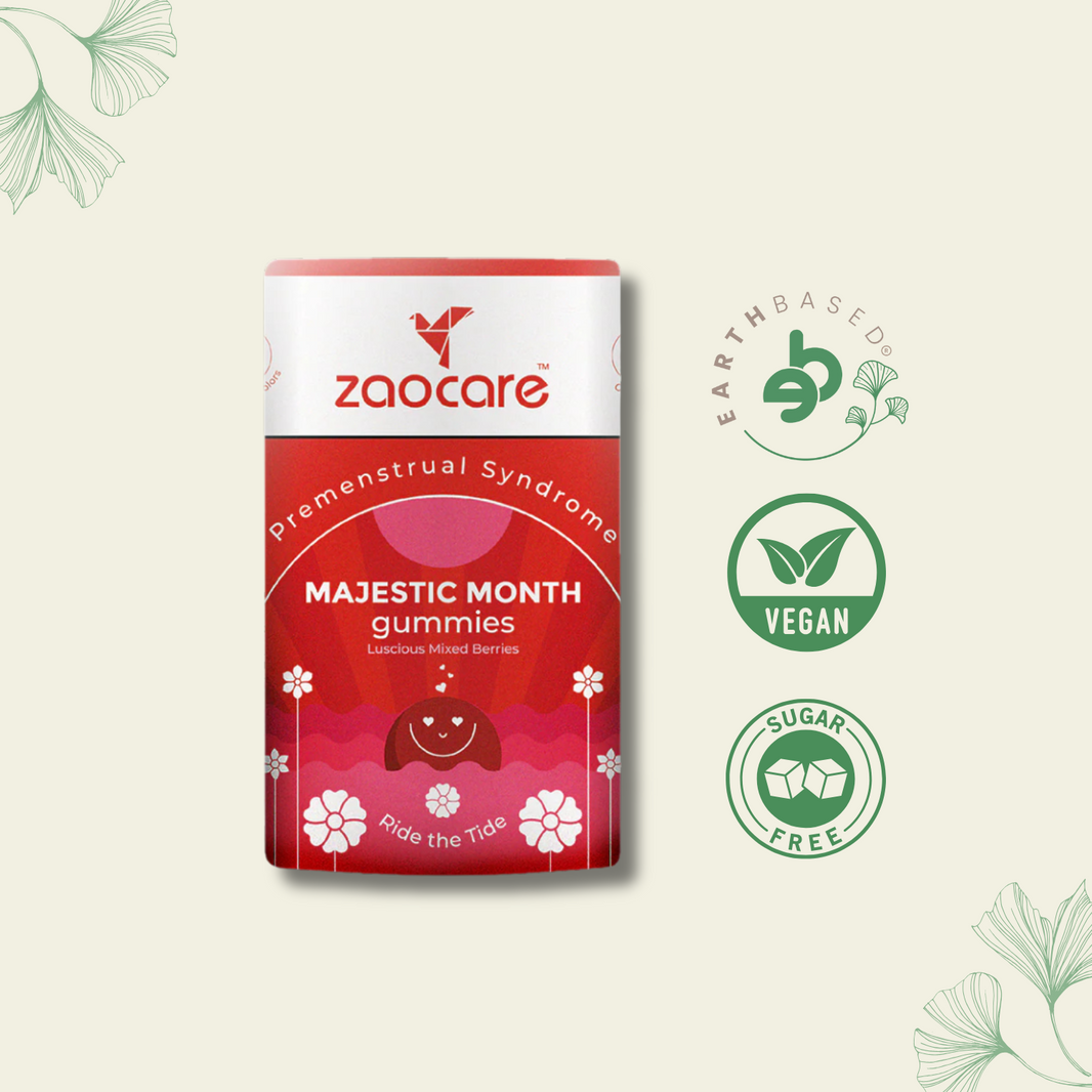 Zaocare Majestic Month Gummies For Premenstrual Syndrome & Period Pain Relief | No Side Effects