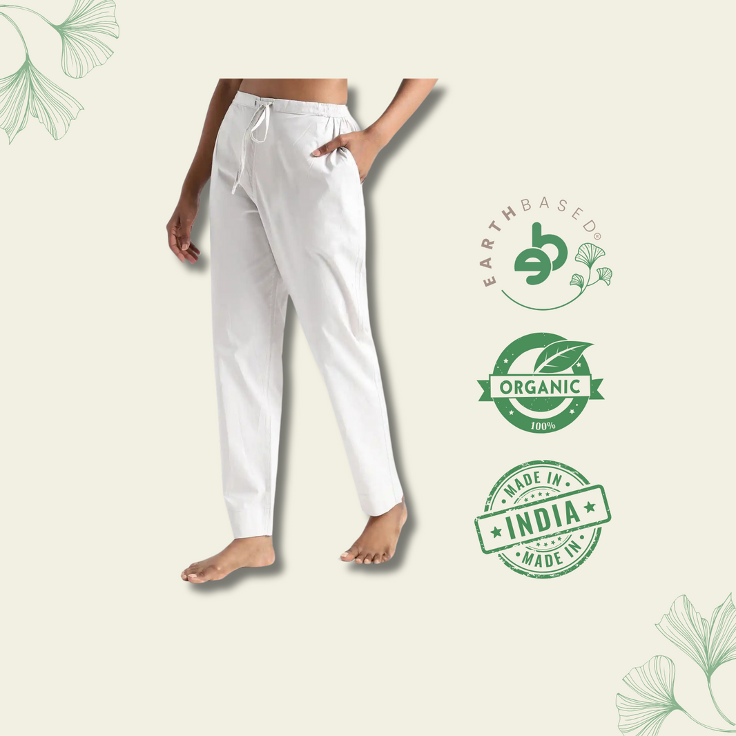 Organic Cotton & Natural Dyed Womens Ash Grey Color Slim Fit Pants by Livbio