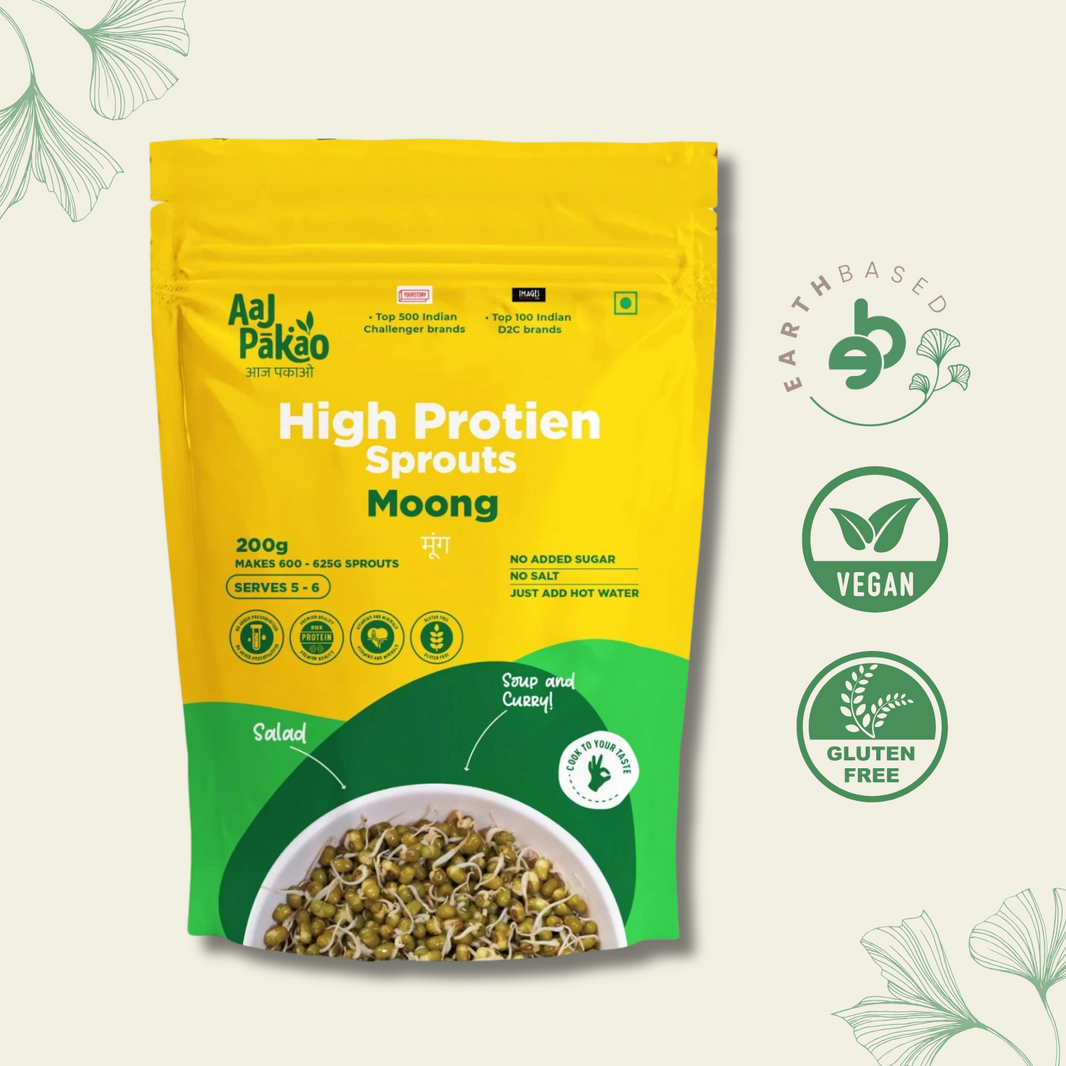 Aaj Pakao - Dehydrated Moong Sprout | Great for Salads, Stir-fries, and Sandwiches | 1 Pack, 200gms