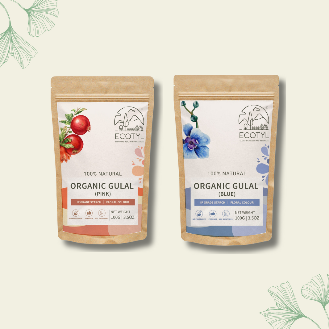 Organic Herbal Gulal | Floral Color & Skin Friendly |  Pack of 2 |  pink and blue(100g Each)