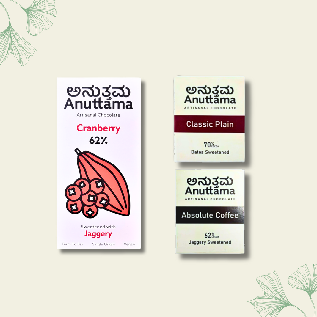 Dark Chocolate | Cranberry + Absolute Coffee + Classic | Dark Chocolate Bar | Gift's Pack | Cocoa Combo