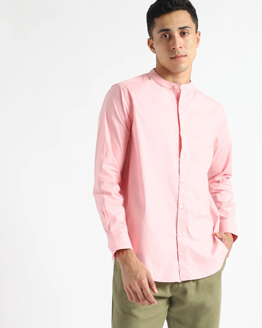 Organic Cotton & Naturally Dyed Mens Round Neck Pink Shirt by Livbio