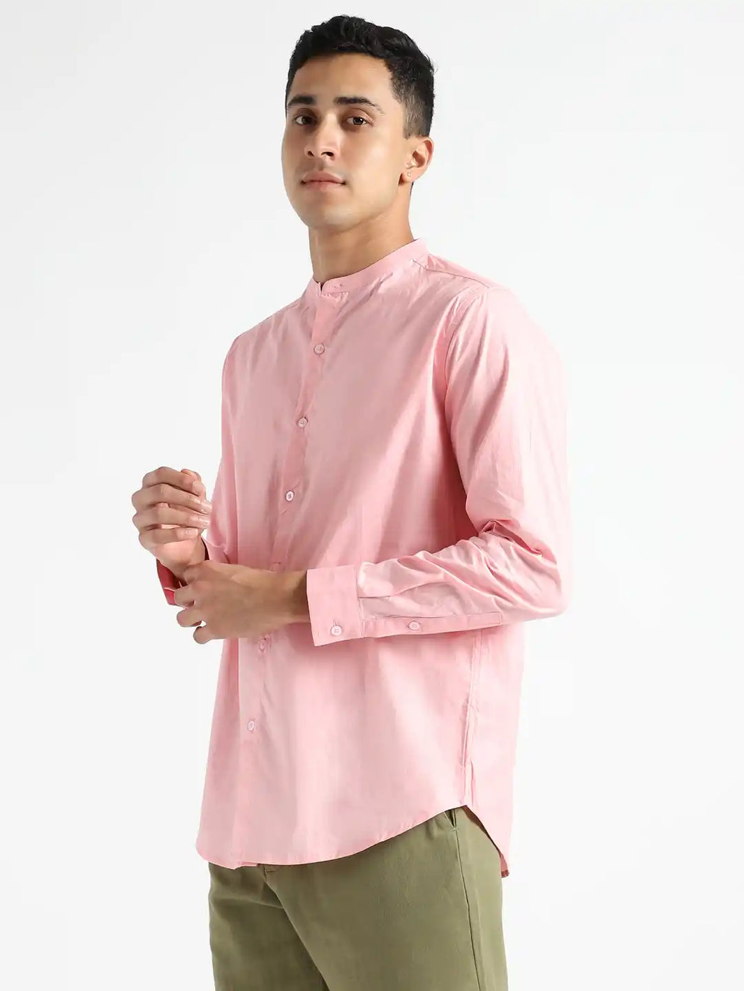 Organic Cotton & Naturally Dyed Mens Round Neck Pink Shirt by Livbio