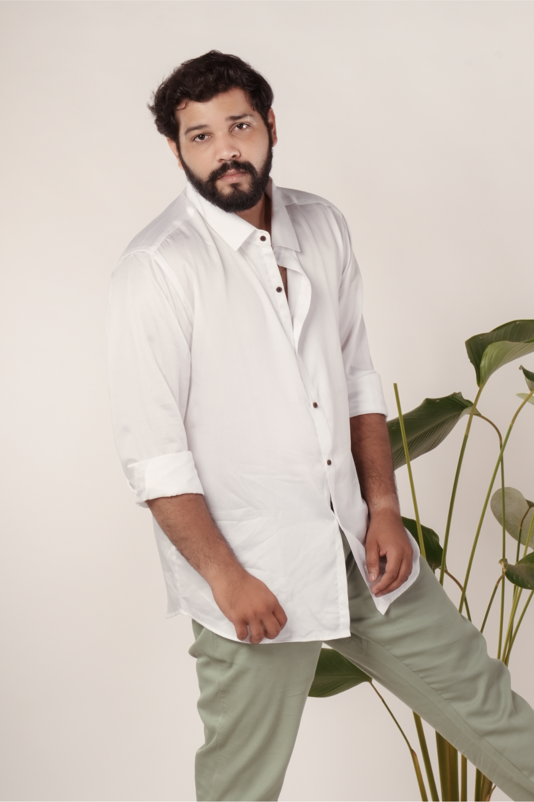 Optic White Tencel™ Satin Shirt