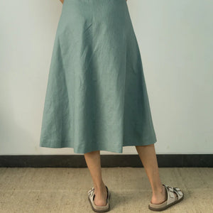 BUTTON-DOWN MIDI SKIRT | Anushe Pirani | Best Vegan Apparel for Women - Earthbased.in | 02