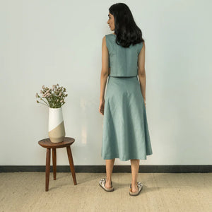 BUTTON-DOWN MIDI SKIRT | Anushe Pirani | Best Vegan Apparel for Women - Earthbased.in | 04