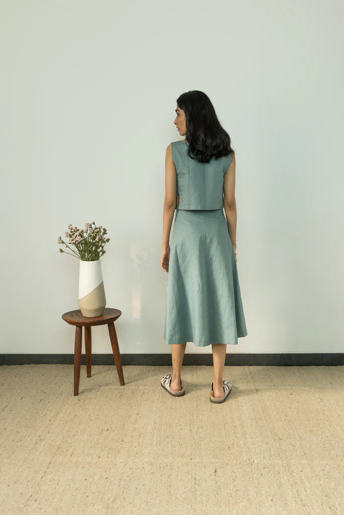 BUTTON-DOWN MIDI SKIRT | Anushe Pirani | Best Vegan Apparel for Women - Earthbased.in | 04