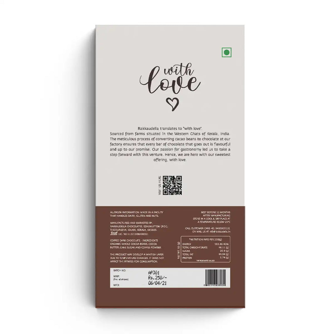 Coffee 65% dark chocolate by Rakkaudella